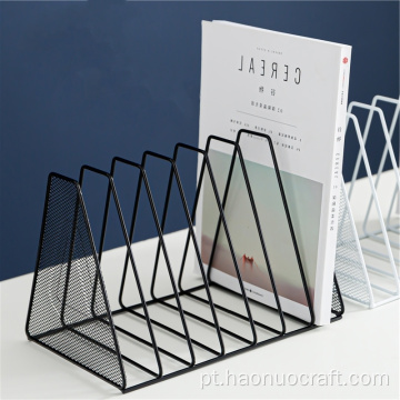 suporte para suportes de livros em malha de metal, pasta de mesa, moldura de armazenamento